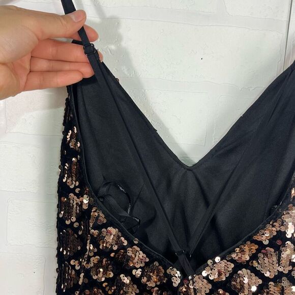 Papaya Womens Mini Sequin Dress Size Large Black Pink Homecoming Bodycon Sexy - Picture 7 of 13